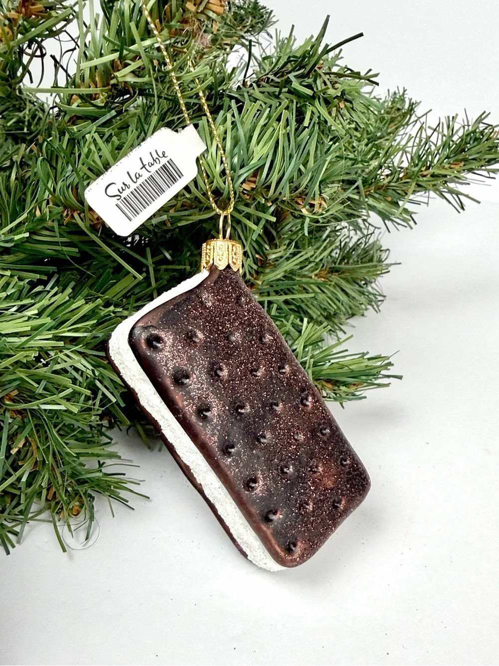 NWT Glass Christmas Ornament Ice Cream Sandwich Made in Poland for Sur La Table